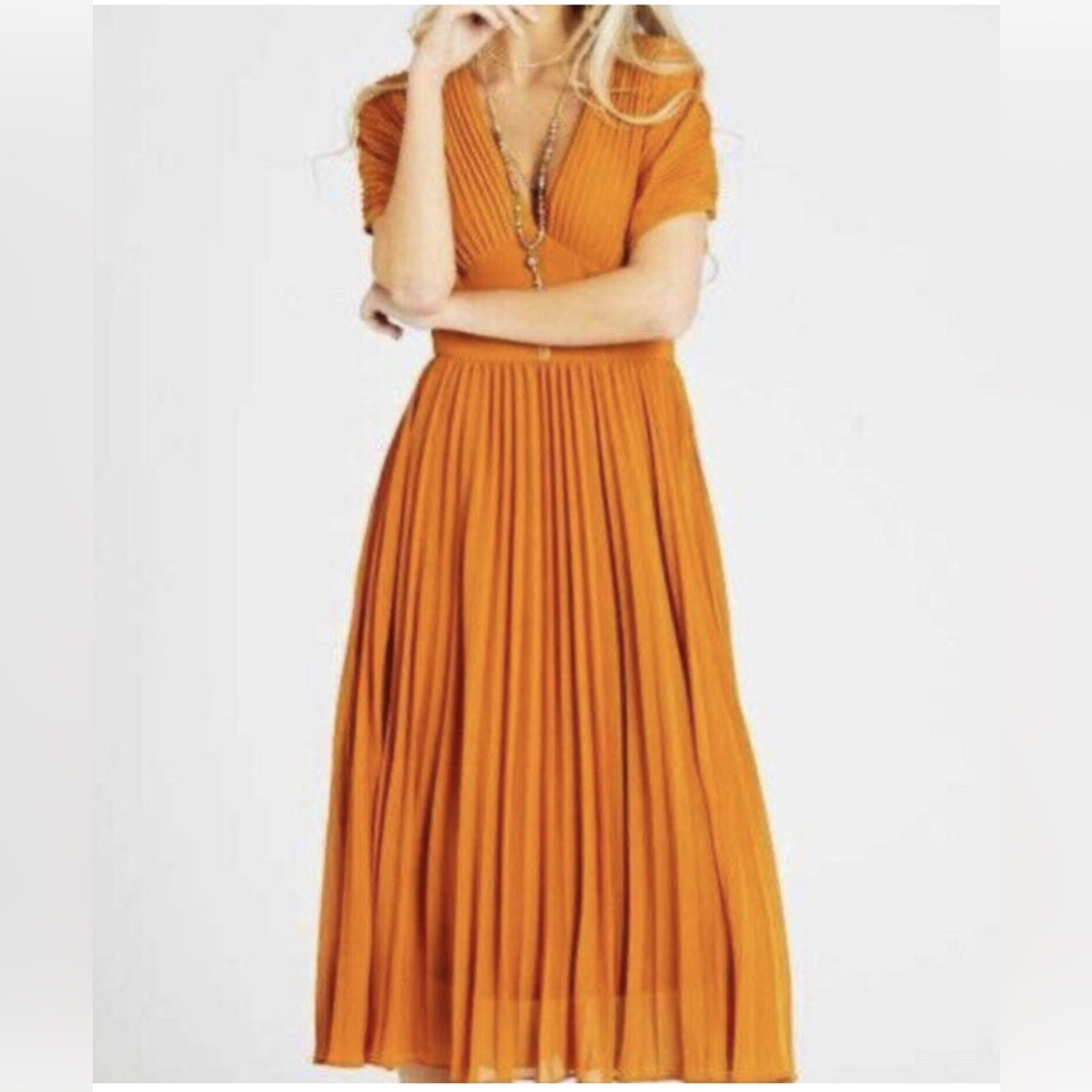 Alter’d State Elegant Burnt Orange Pleated Dress/Lining. Size:Large so Dainty!!